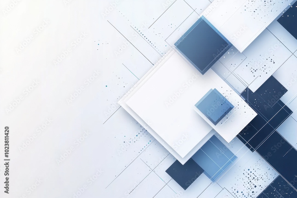 Poster abstract background with blue and white geometric shapes, a technology theme abstract light effect i