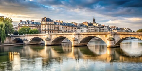 Minimalist landscape of Sully bridge in Paris on Seine river