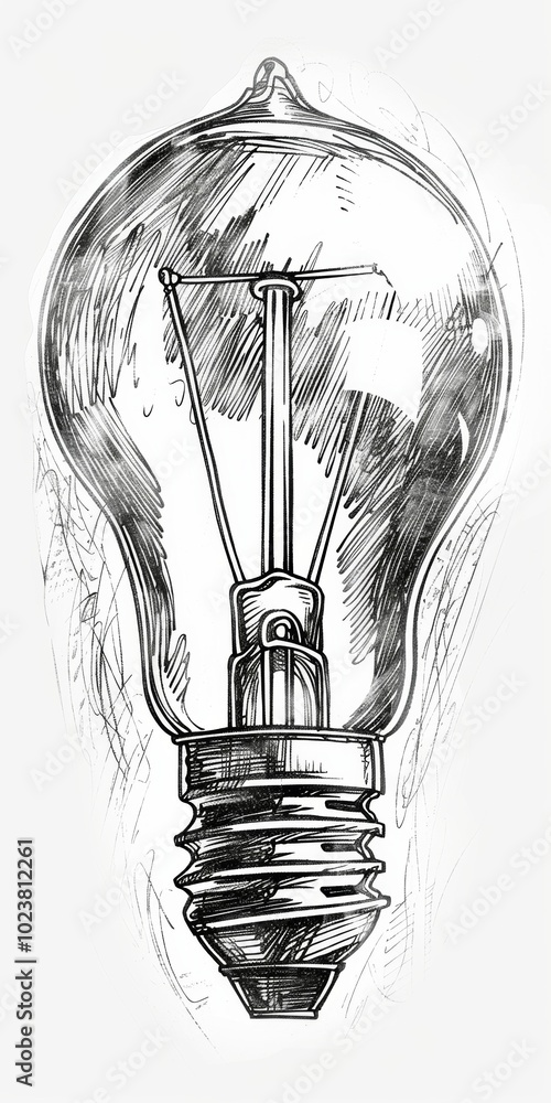 Sticker Line art of a lightbulb symbolizing an idea.