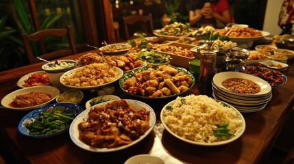 Obraz premium Abundance of Dishes on a Dining Table