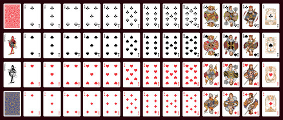 Playing cards, full deck. Poker set with isolated cards. © Максим Лебедик