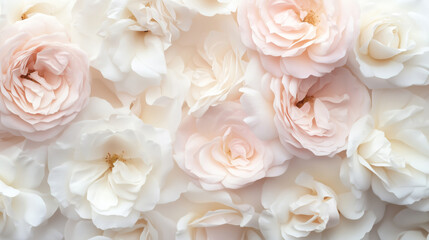 Close-up image of white and pink rose blossoms