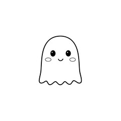 Halloween funny ghost. Cartoon spook. Pictogram isolated on a white background. Vector illustration.
