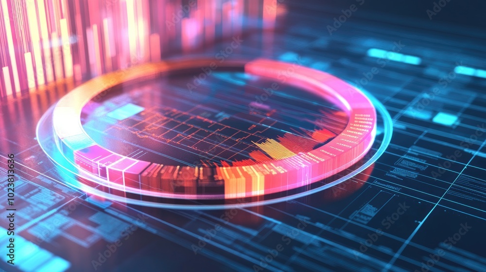 Poster vibrant data visualization with circular design elements