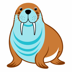 Vector illustration of walrus isolated on white background. stock illustration