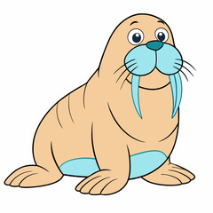 Vector illustration of walrus isolated on white background. stock illustration