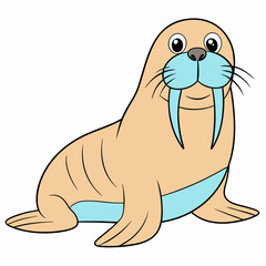 Vector illustration of walrus isolated on white background. stock illustration
