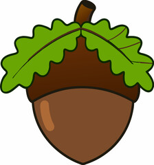 Acorn vector isolated on white background stock illustration