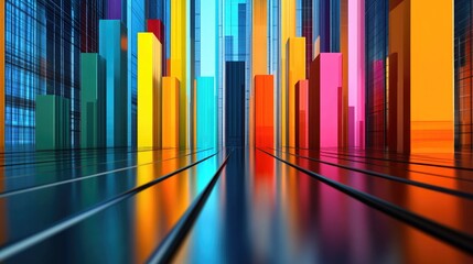 Colorful Abstract Cityscape with Vibrant Vertical Shapes