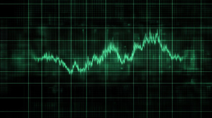 Naklejka premium Green Data Signal Fluctuation on Grid Display