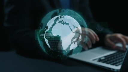 Business person implements green strategies, promoting sustainable growth. Discover how businesses lead with sustainable, green innovations for a healthier planet. UUID