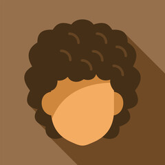 Simple vector illustration of a young man face with curly hair