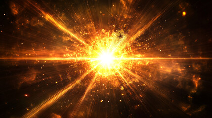 Obraz premium Bright Golden Explosion with Light Rays and Sparks