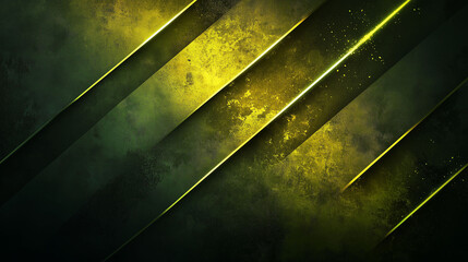Dark green and yellow abstract background with glowing diagonal lines and grunge texture