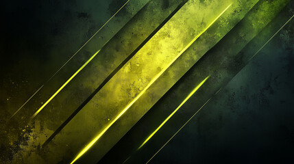 Green and yellow abstract background with diagonal glowing lines and grunge texture