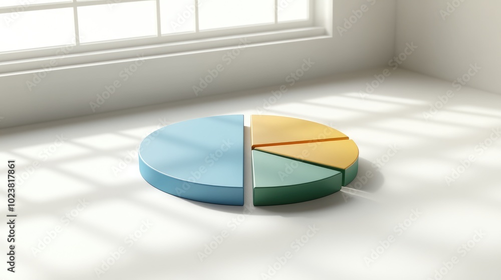 Poster pie chart on a windowsill with soft light