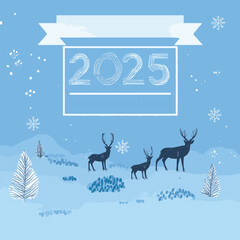 2025 happy new year themed vector drawing