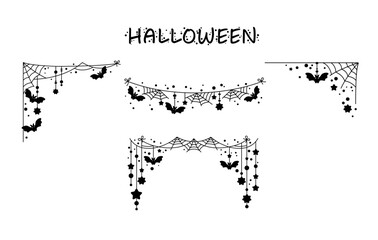 Vector illustration Halloween background, banner, card, cartoon doodle, frame