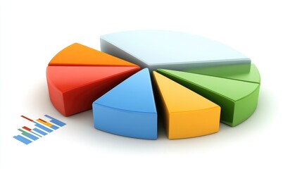 Obraz premium Colorful Pie Chart with Graph Illustration