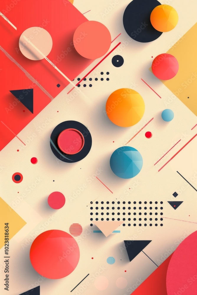 Poster A colorful abstract design with many different shapes and sizes of circles
