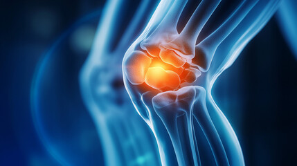 Fototapeta premium Human Knee Joint Anatomy with Pain Illustration