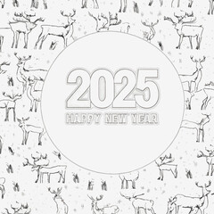 2025 happy new year themed vector drawing