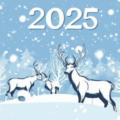 2025 happy new year themed vector drawing