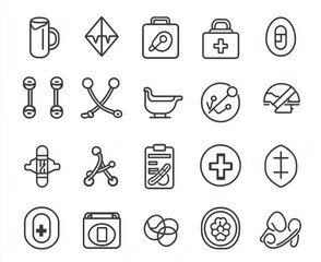 Fototapeta premium Medical Related Modern Line Icons. Included are Doctor, Ultrasound, Case History, and more. Editable stroke. 48x48 Pixel Perfect.