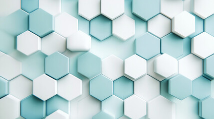 Fototapeta premium Abstract Hexagon Pattern Blue and White Geometric Background