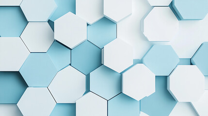 Fototapeta premium Abstract Geometric Hexagon Pattern in Blue and White