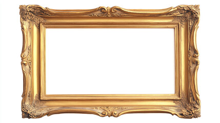 Ornate Gold Picture Frame Isolated on White Background