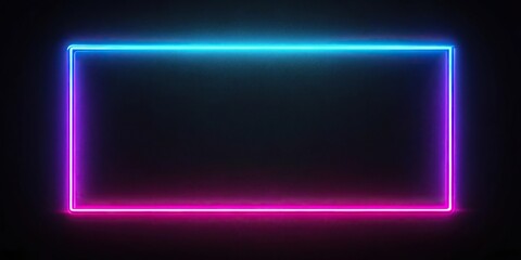 Minimalist neon light frame on black background