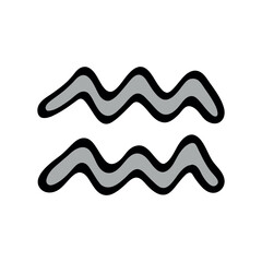 Hand drawn aquarius zodiac sign Esoteric symbol doodle Astrology clipart Element for design