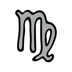 Hand drawn virgo zodiac sign Esoteric symbol doodle Astrology clipart Element for design
