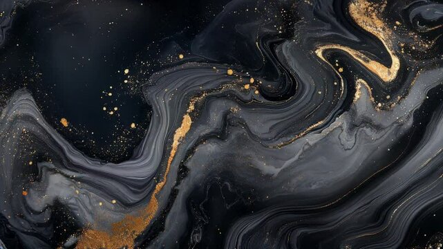 
This luxury abstract marble texture features intricate black and gray ink patterns beautifully accented with shimmering gold highlights. Perfect for background designs and artistic projects.