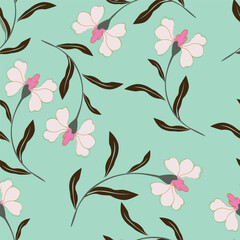 Cute hand drawn floral seamless pattern background