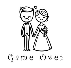 Ehepaar Game Over Spruch Lustig Hochzeit Vektor