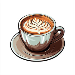 cup of coffee with beans,coffee, cup, drink, cafe, espresso, cappuccino, breakfast, beverage, white, hot, caffeine, brown, latte, isolated, saucer, food, morning, black, mug, milk, aroma, closeup, cup