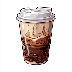 chocolate, dessert, cream, coffee, glass, food, sweet, ice, drink, isolated, milk, brown, cold, cup, white, whipped cream, delicious, beverage, ice-cream, icecream, sundae, gourmet, fresh, snack, ice 