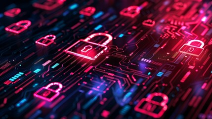Fototapeta premium Patterned background highlighting cyber security.