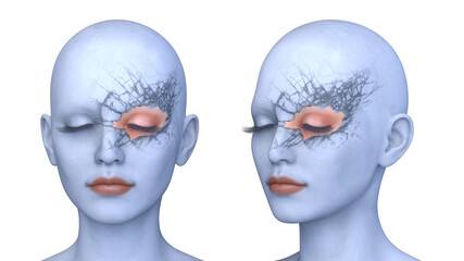 女性の顔アップ　3DCGレンダリング