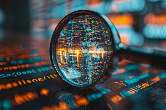 Business professional engages in search engine research for data driven strategic decisions