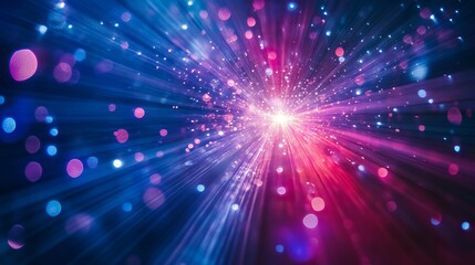 Fototapeta premium A vibrant beam of light pierces through the darkness, casting an otherworldly glow against the inky void. Its luminescent rays dance and shimmer