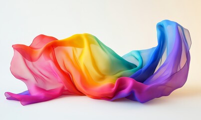 Fototapeta premium A colorful, flowing piece of fabric with a rainbow of colors