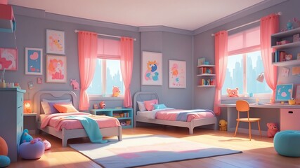 gray themed aesthetic minimalist children's room concept illustration background