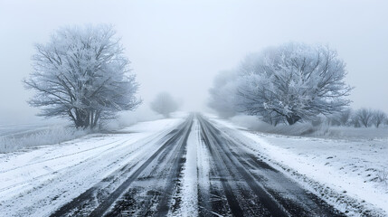 Winter's Poem: The Slick Symphony of Icy Roads and Nature's Frosted Embrace