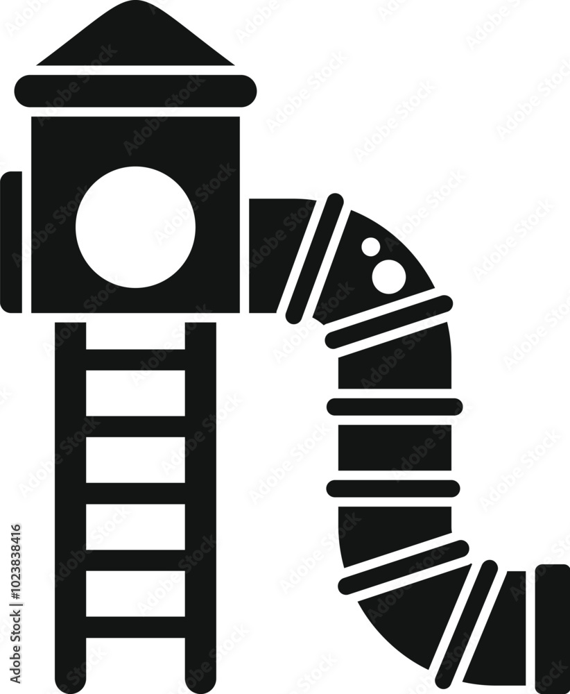 Poster simple icon of a playground slide with ladder and tunnel for children playing in a park