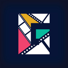 Fototapeta premium Color film photo collage Letter G, logo design in modern sign form. Simple geometric corporate identity design.