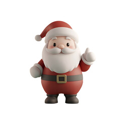 Christmas Character 3D Render Illustration, Happy Santa Claus Thumbs Up Cartoon, Isolated on Transparent Background, PNG