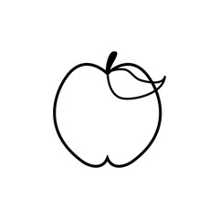 Apple fruit outline shape for kids coloring book page vector illustration isolated